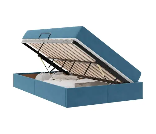 Gulta Ar Uzglabāšanas Vietu Un Matraci Tumši Zils 120 X 200 Cm Vidaxl