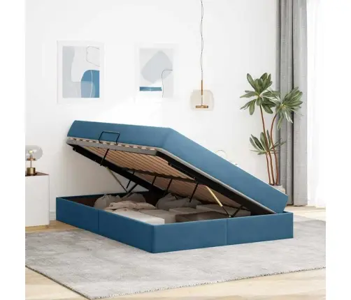 Lova Su Daiktų Laikymo Vieta Ir Čiužiniu Tamsiai Mėlyna