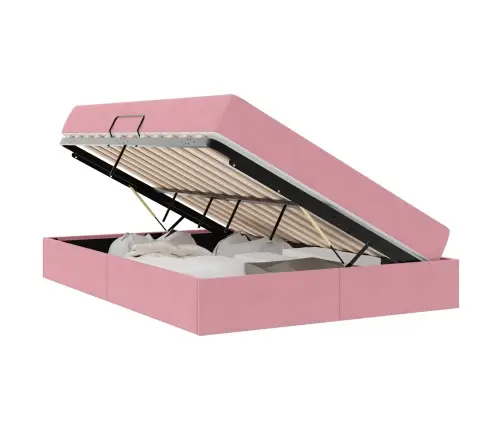 Lova Su Daiktų Laikymo Vieta Ir Čiužiniu Rožinė 140 X 190 Cm
