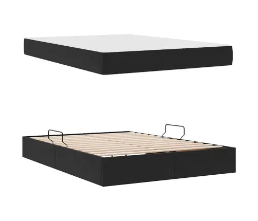 Gulta Ar Uzglabāšanas Vietu Un Matraci Melna 140 X 200 Cm Samts Vidaxl