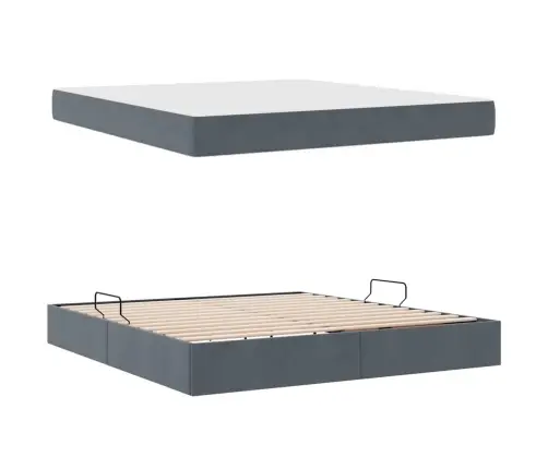 Voodi Hoiukohaga Ja Madratsiga Tumehall 160 X 200 Cm Samet