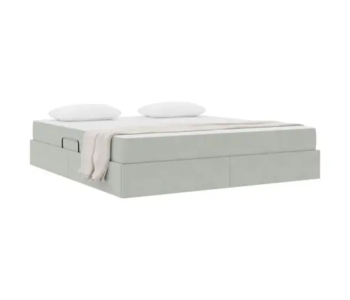 Voodi Hoiukohaga Ja Madratsiga Helehall 180 X 200 Cm Samet