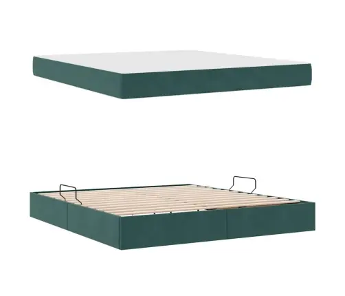 Gulta Ar Uzglabāšanas Vietu Un Matraci Tumši Zaļš 180 X 200 Cm Vidaxl