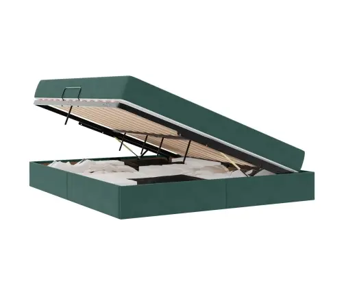 Gulta Ar Uzglabāšanas Vietu Un Matraci Tumši Zaļš 180 X 200 Cm Vidaxl