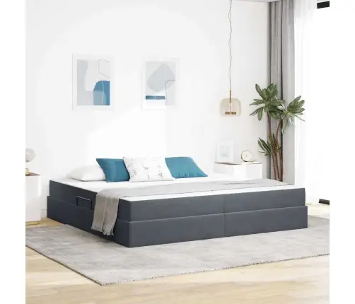 Gulta Ar Uzglabāšanas Vietu Un Matraci Ar Matraci Tumši Pelēks Vidaxl