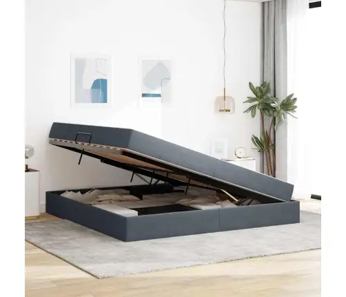 Gulta Ar Uzglabāšanas Vietu Un Matraci Ar Matraci Tumši Pelēks Vidaxl