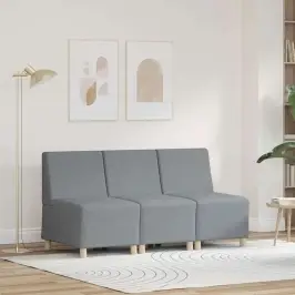 Modulinis Sofa Vienetas Be Rankų 3 Pcs Šviesiai Pilka