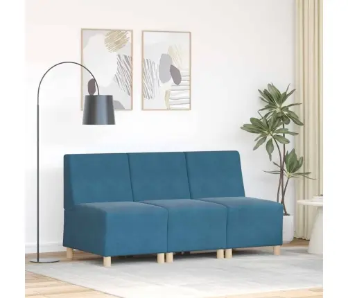 Dīvāna Krēsli 3 Pcs Zila 55 X 74 X 82 Cm Samts Vidaxl