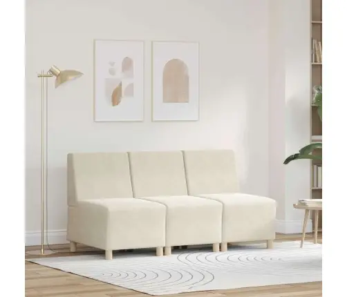 Dīvāna Krēsli 3 Pcs Krēmkrāsa 55 X 74 X 82 Cm Samts Vidaxl