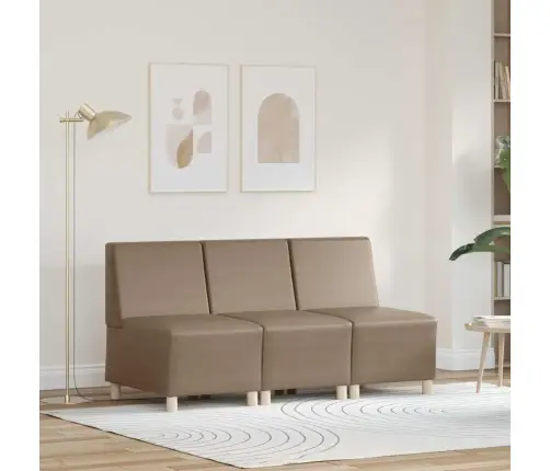 Dīvāna Krēsli 3 Pcs Kapučīno 55 X 74 X 82 Cm Mākslīgā Āda Vidaxl