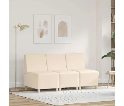 Sofas Krēsls 3 Pcs Krēmkrāsa 55 X 74 X 82 Cm Korduroja Audums Vidaxl