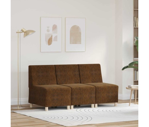 Dīvāna Krēsls Ar Spilvenu 3 Pcs Brūna 55 Cm Mākslīga Zamša Āda Vidaxl