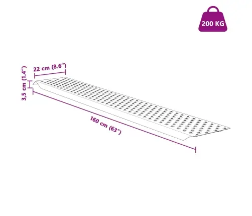 Ielādes Rampa Sudraba 159 X 23 X 5 Cm Cinkots Tērauds Vidaxl
