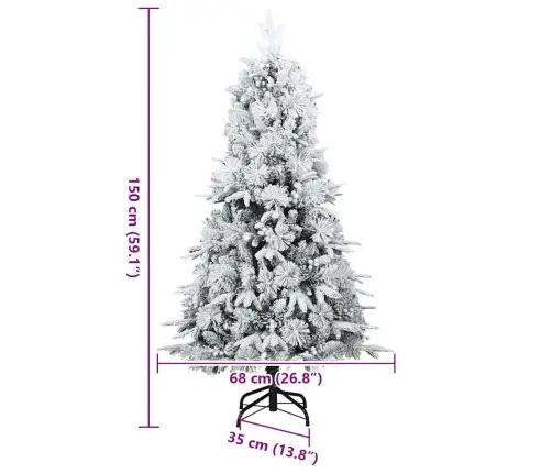 Mākslīgais Salokāmais Ziemassvētku Koks Ar Sniega Apdari Balts Vidaxl