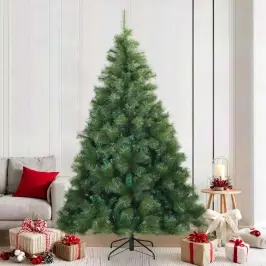 Mākslīgā Saliekamā Ziemassvētku Egle Zaļa 210 Cm Pvc, Tērauds Vidaxl
