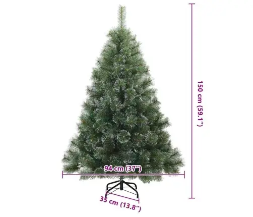 Kunstlik Hingedega Jõulupuu Lume Kaetud Valge 150 Cm Pvc, Teras