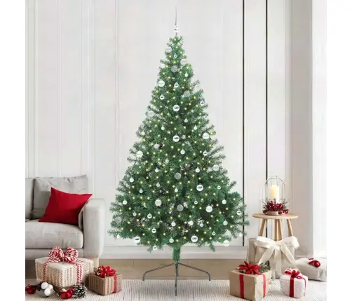 Dirbtinis Prieššventinis Eglutė Su Šviesomis Žalia 240 Cm Pvc