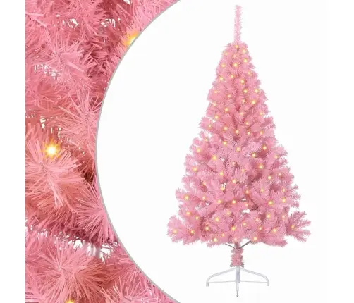 Mākslīgais Led Ziemassvētku Eglīte Su 150 Led Rozā 120 Cm Pvc Vidaxl