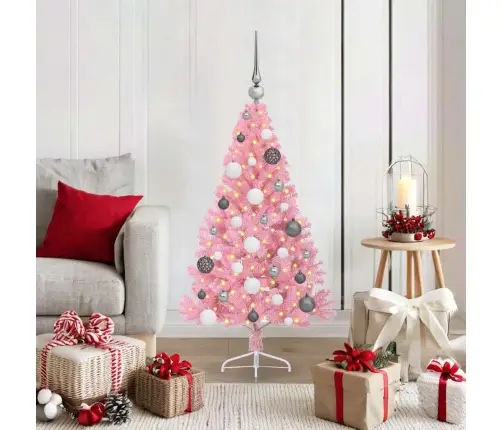 Tehis Pre-Lit Jõulupuu Koos 150 Led-Iga Roosa 120 Cm Pvc