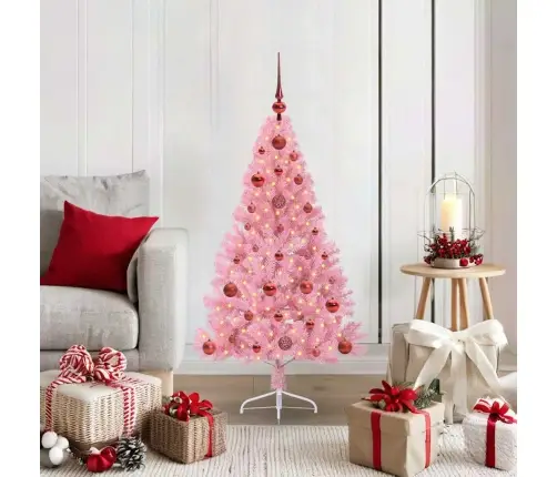 Tehis Pre-Lit Jõulupuu Koos 150 Led-Iga Roosa 120 Cm Pvc
