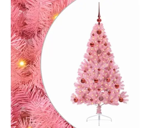 Tehis Pre-Lit Jõulupuu Koos 150 Led-Iga Roosa 120 Cm Pvc