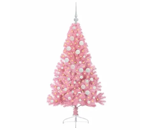 Mākslīgais Led Ziemassvētku Eglīte Su 150 Led Rozā 120 Cm Pvc Vidaxl