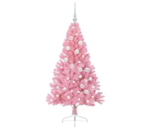 Mākslīgais Led Ziemassvētku Eglīte Su 150 Led Rozā 120 Cm Pvc Vidaxl