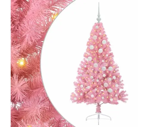 Mākslīgais Led Ziemassvētku Eglīte Su 150 Led Rozā 120 Cm Pvc Vidaxl