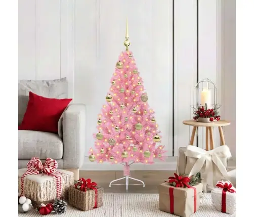 Mākslīgais Led Ziemassvētku Eglīte Su 150 Led Rozā 120 Cm Pvc Vidaxl