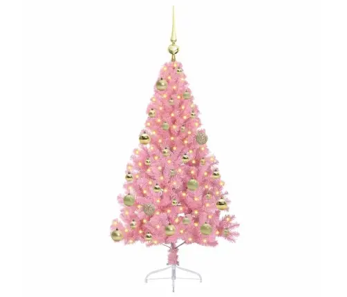 Mākslīgais Led Ziemassvētku Eglīte Su 150 Led Rozā 120 Cm Pvc Vidaxl
