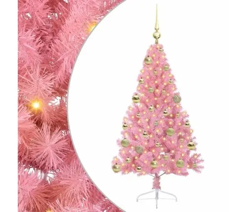 Mākslīgais Led Ziemassvētku Eglīte Su 150 Led Rozā 120 Cm Pvc Vidaxl