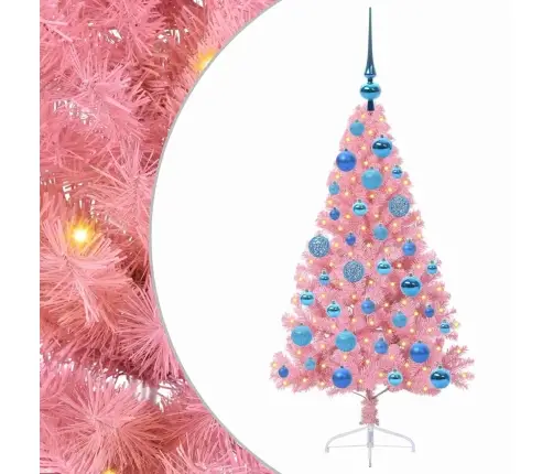 Tehis Pre-Lit Jõulupuu Koos 150 Led-Iga Roosa 120 Cm Pvc