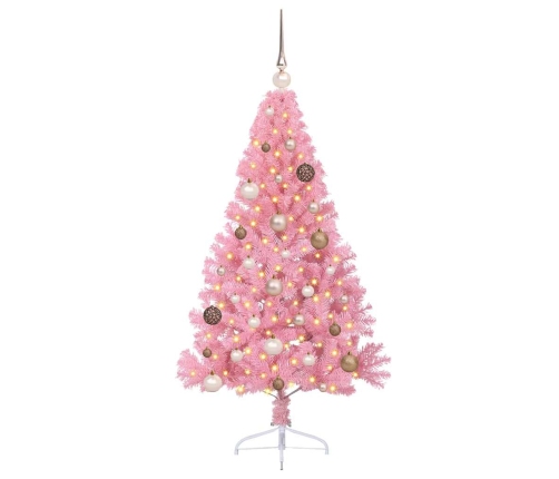 Mākslīgais Led Ziemassvētku Eglīte Su 150 Led Rozā 150 Cm Pvc Vidaxl