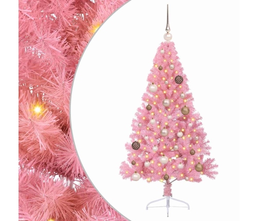 Mākslīgais Led Ziemassvētku Eglīte Su 150 Led Rozā 150 Cm Pvc Vidaxl