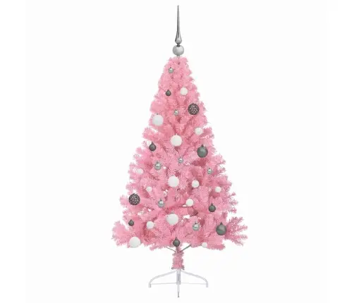 Mākslīgais Led Ziemassvētku Eglīte Su 150 Led Rozā 150 Cm Pvc Vidaxl