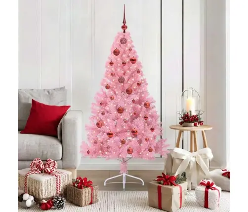 Mākslīgais Led Ziemassvētku Eglīte Su 150 Led Rozā 150 Cm Pvc Vidaxl