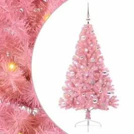 Mākslīgais Led Ziemassvētku Eglīte Su 150 Led Rozā 150 Cm Pvc Vidaxl