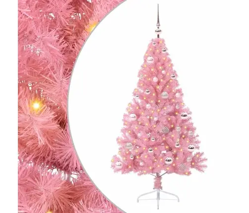 Tehis Pre-Lit Jõulupuu Koos 150 Led-Iga Roosa 150 Cm Pvc