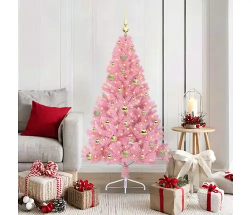 Tehis Pre-Lit Jõulupuu Koos 150 Led-Iga Roosa 150 Cm Pvc