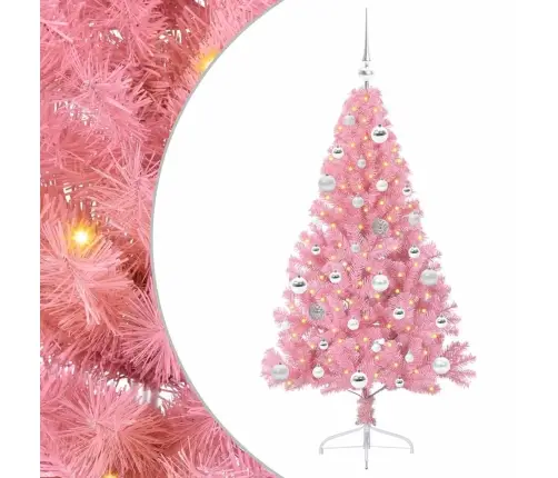 Dirbtinis Prieššventinis Eglutė Su Šviesomis Rožinė 150 Cm Pvc