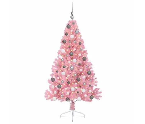 Mākslīgais Led Ziemassvētku Eglīte Su 300 Led Rozā 180 Cm Pvc Vidaxl