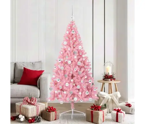 Mākslīgais Led Ziemassvētku Eglīte Su 300 Led Rozā 180 Cm Pvc Vidaxl