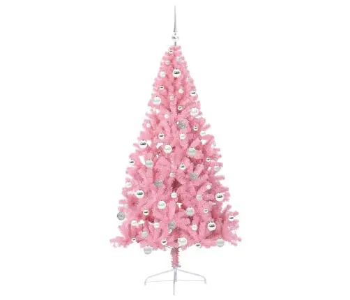 Mākslīgais Led Ziemassvētku Eglīte Su 300 Led Rozā 180 Cm Pvc Vidaxl