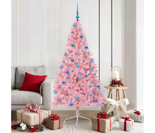 Dirbtinis Prieššventinis Eglutė Su Šviesomis Rožinė 180 Cm Pvc