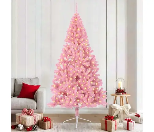 Tehis Pre-Lit Jõulupuu Koos 300 Led-Iga Roosa 210 Cm Pvc