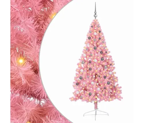 Mākslīgais Led Ziemassvētku Eglīte Su 300 Led Rozā 210 Cm Pvc Vidaxl