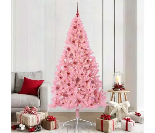 Tehis Pre-Lit Jõulupuu Koos 300 Led-Iga Roosa 210 Cm Pvc