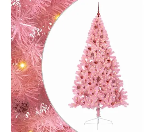 Tehis Pre-Lit Jõulupuu Koos 300 Led-Iga Roosa 210 Cm Pvc