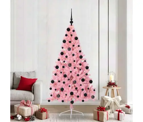 Tehis Pre-Lit Jõulupuu Koos 300 Led-Iga Roosa 210 Cm Pvc Tehis Pre-Lit Jõulupuu Koos 300 Led-Iga Roosa 210 Cm Pvc