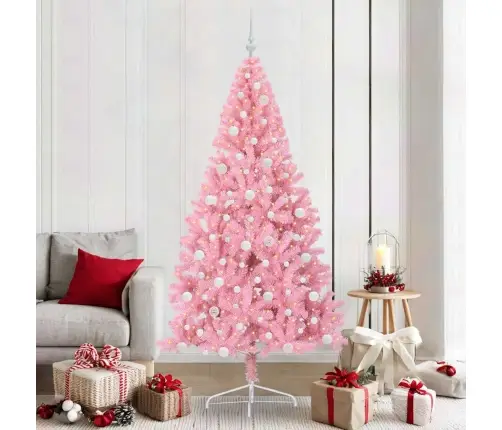 Mākslīgais Led Ziemassvētku Eglīte Su 300 Led Rozā 210 Cm Pvc Vidaxl